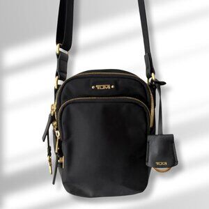 🖤 Tumi "Ruma" Compact Black Voyageur Nylon Crossbody Bag - Black w/ Gold